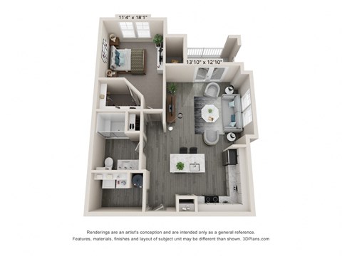 Align - 1 Bedroom floor plan with 1 bath and 795 square feet